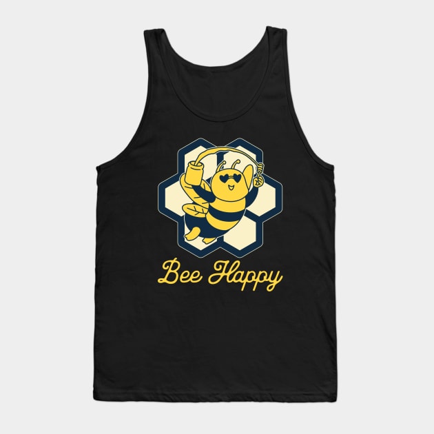 Bee Happy Honey Comb Cute Honey Bee Tank Top by Odetee